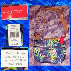 Rosetti Medium Sz Navy/Multicolor Floral Fabric Crossbody Bag/Shoulder Bag/Purse